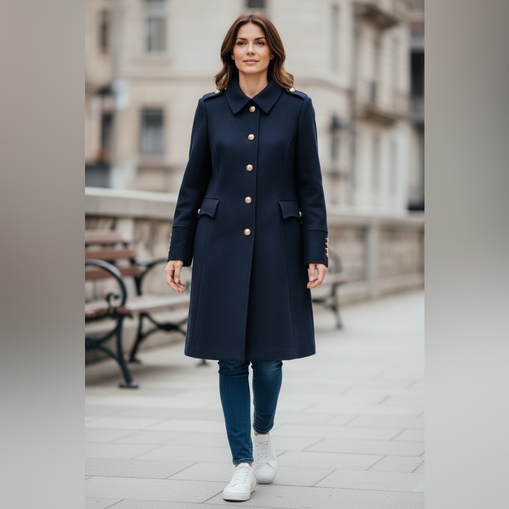 Loveless Navy Military Coat
